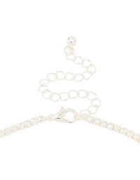 Silver Cubic Zirconia Tennis Necklace, Bracelet & Earrings Set - link has visual effect only