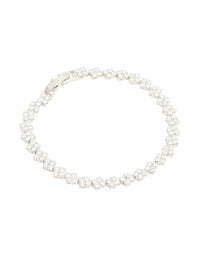 Silver Cubic Zirconia Rectangular Tennis Bracelet - link has visual effect only