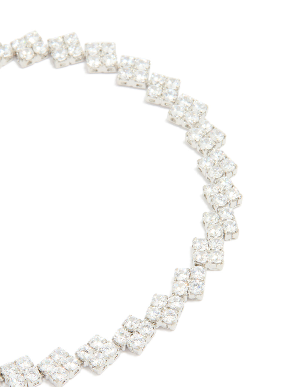 Silver Cubic Zirconia Rectangular Tennis Bracelet