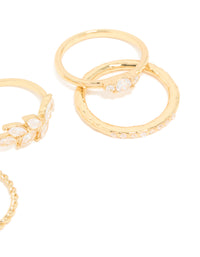 Gold Plated Cubic Zirconia Vine Mixed Rings 5-Pack - link has visual effect only