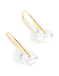Gold Plated Cubic Zirconia Round Interlocking Hook Earrings - link has visual effect only