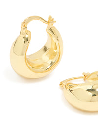 Gold Plated Brass Medium Huggie Earrings - link has visual effect only