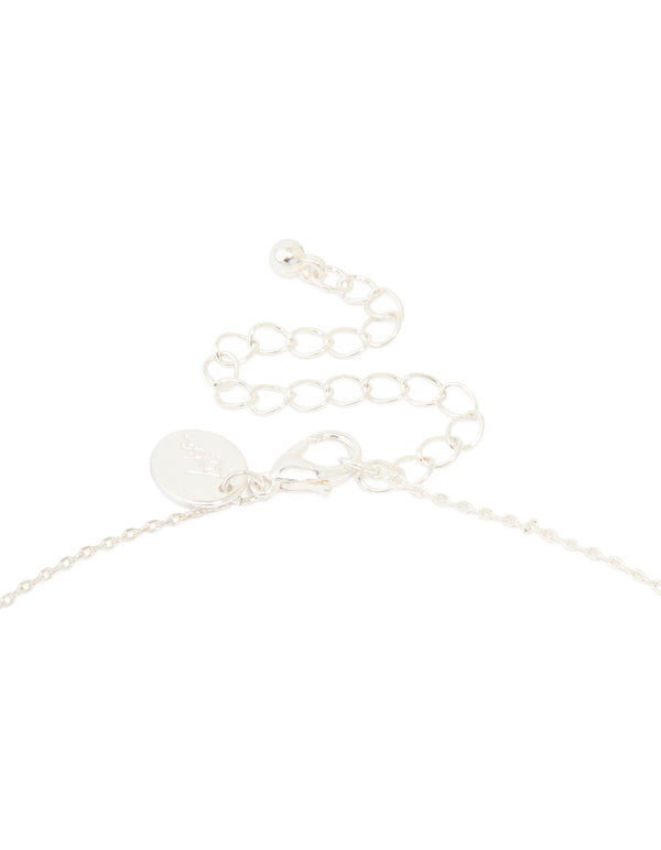 Silver Plated Brass Cubic Zirconia Mini Bezel Pendant Necklace