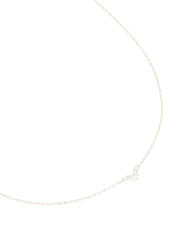 Silver Plated Brass Cubic Zirconia Mini Bezel Pendant Necklace