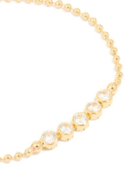 Gold Plated Cubic Zirconia Round Bezel Bracelet - link has visual effect only