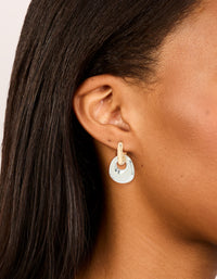 Mixed Metal Round Drop Huggie Earrings - link has visual effect only