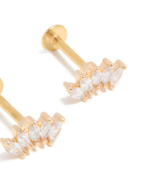 Gold Plated Surgical Steel Cubic Zirconia Marquise Fan Flat Back Studs - link has visual effect only