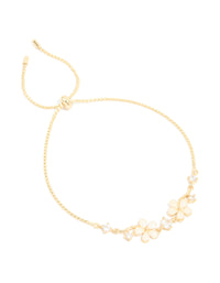 Gold Plated Cubic Zirconia Flower Detail Toggle Bracelet - link has visual effect only