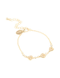 Gold Plated Cubic Zirconia & Pearl Heart Bracelet - link has visual effect only