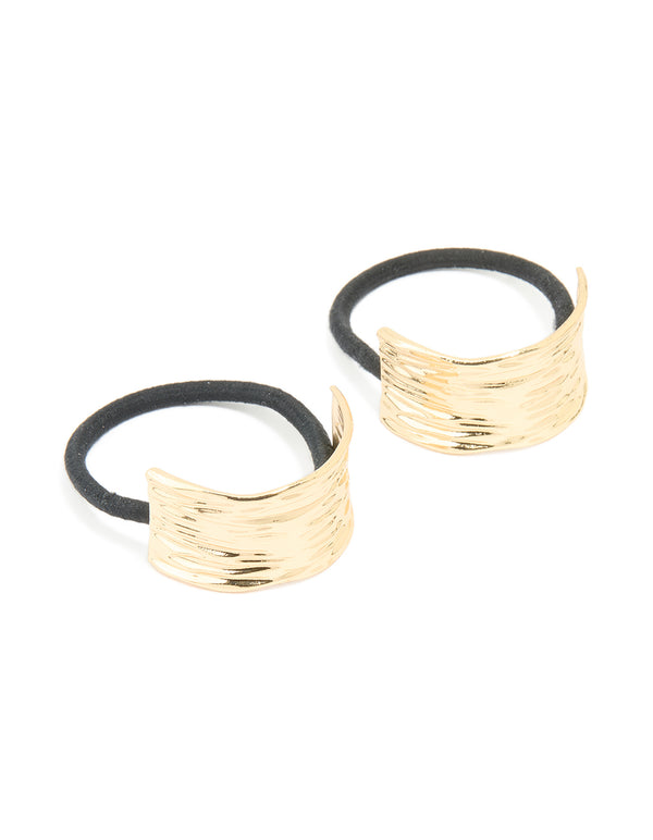 Gold Textured Curved Hair Ties 2-Pack