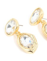 Gold Plated Diamante Teardrop Organic Earrings - link has visual effect only