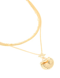 Gold Plated Chain & Hammered Circle Layered Necklace - link has visual effect only