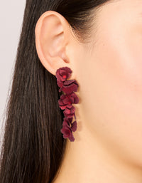 Red Coated Metal Floral Drop Earrings - link has visual effect only