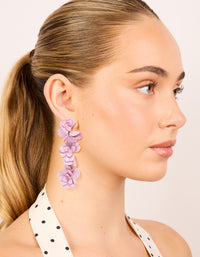 Pink Coated Metal Flower Drop Earrings - link has visual effect only