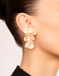 Gold Diamante Floral Hoop Earrings - link has visual effect only