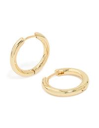 Gold Plated Medium Thick Hoop Earrings - link has visual effect only