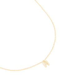 Gold Plated Brass Cubic Zirconia Letter M Necklace - link has visual effect only