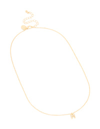 Gold Plated Brass Cubic Zirconia Letter M Necklace - link has visual effect only