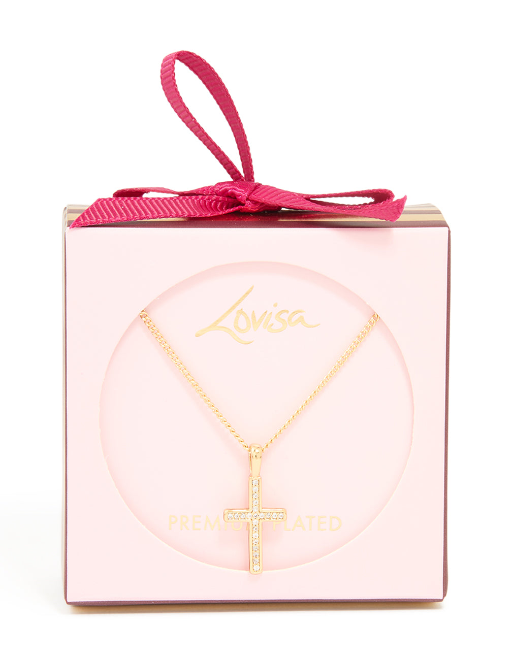 Gold Plated Cubic Zirconia Cross Pendant Necklace
