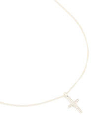 Silver Plated Cubic Zirconia Cross Pendant Necklace - link has visual effect only