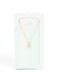 Kids Gold Cubic Zirconia Letter A Necklace - link has visual effect only