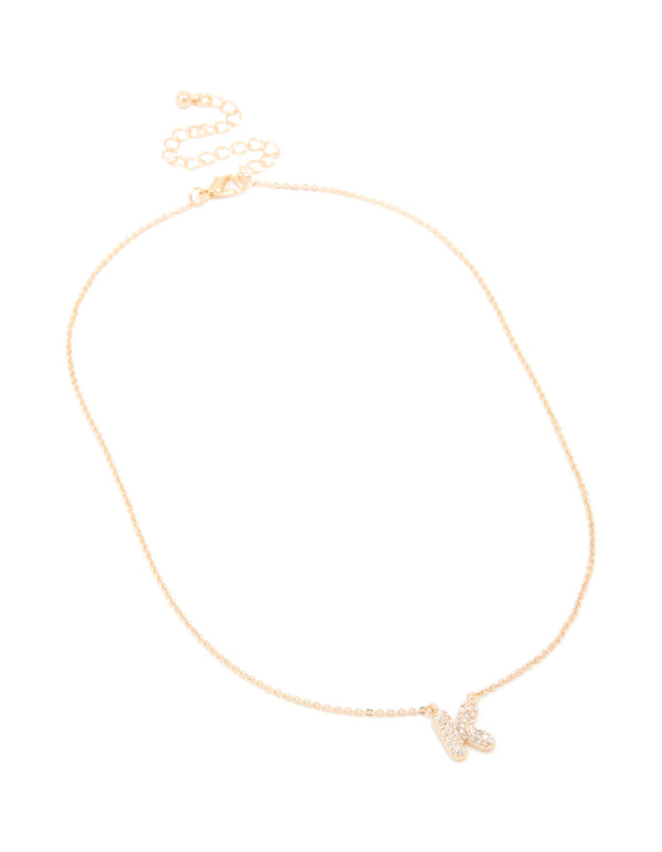 Kids Gold Cubic Zirconia Letter K Necklace