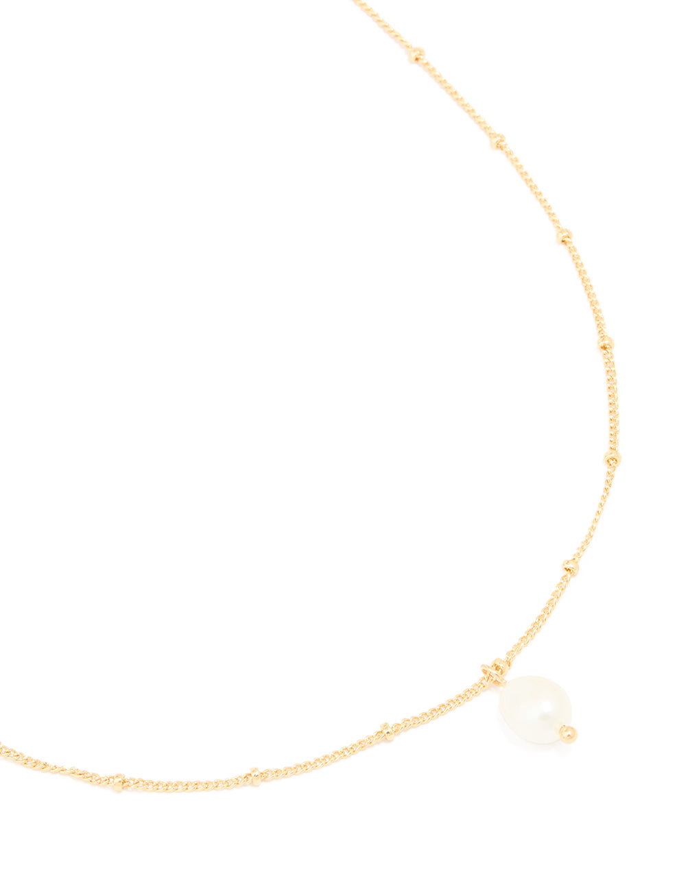 Gold Plated Freshwater Pearl Pendant & Ball Chain Necklace