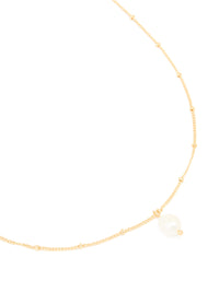 Gold Plated Freshwater Pearl Pendant & Ball Chain Necklace - link has visual effect only
