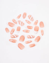 White Snowflake Press-On Nail Set - link has visual effect only