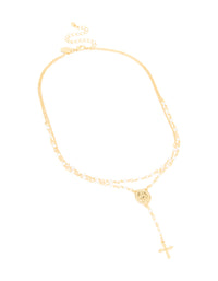Gold Plated Pearl Mary Pearl Y-Necklace 2-Pack - link has visual effect only
