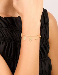 Gold Plated Oval Mary Cross Charm Bracelet - link has visual effect only