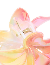 Iridescent Pink Frangipani Flower Claw Clip - link has visual effect only