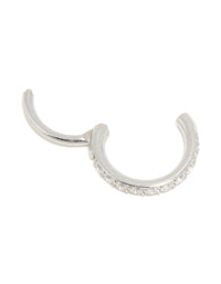Surgical Steel Cubic Zirconia Micro Clicker Ring - link has visual effect only