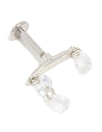 Titanium Double Cubic Zirconia Crawler Single Flat Back Stud - link has visual effect only