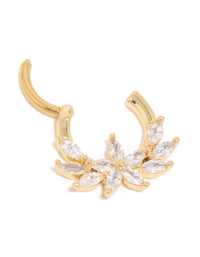 Gold Plated Titanium Floral Cubic Zirconia Clicker Ring - link has visual effect only