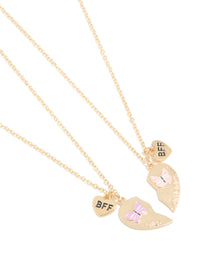 Kids Gold Butterfly & Heart BFF Necklace Pack - link has visual effect only
