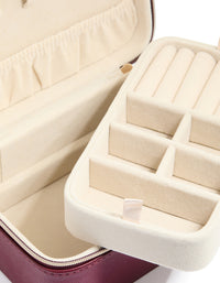 Burgundy PU Leather Rectangular Layered Jewellery Box - link has visual effect only