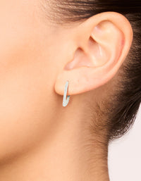 Sterling Silver Cubic Zirconia Pavé Oblong Hoop Earrings - link has visual effect only