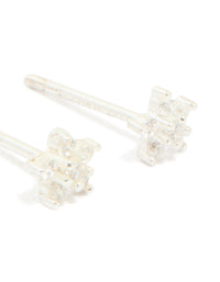 Sterling Silver Cubic Zirconia Flower Stud Earrings - link has visual effect only