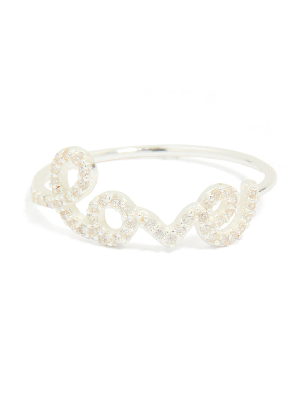 Sterling Silver Cubic Zirconia Love Ring