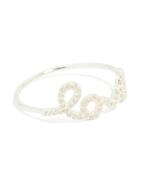 Sterling Silver Cubic Zirconia Love Ring - link has visual effect only