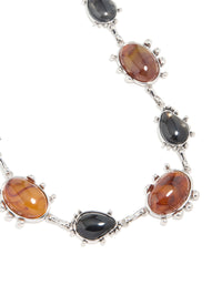 Antique Silver Mixed Stone Resin Bug Boho Belt - link has visual effect only