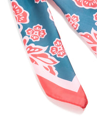 Red & Blue Flower Silhouette Print Fabric Scarf - link has visual effect only