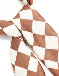 Brown & White Checkered Fabric Vacation Scarf - link has visual effect only