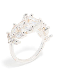 Silver Plated Cubic Zirconia Leaf Wrap Ring - link has visual effect only