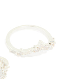 Silver Plated Cubic Zirconia Large Oval & Crown Rings 2-Pack - link has visual effect only
