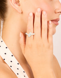 Silver Plated Cubic Zirconia Modern Knot Ring - link has visual effect only