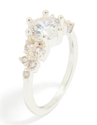 Silver Plated Round Cubic Zirconia Elegant Ring - link has visual effect only