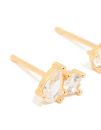 Gold Plated Sterling Silver Cubic Zirconia Cluster Stud Earrings - link has visual effect only