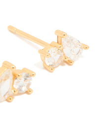 Gold Plated Sterling Silver Cubic Zirconia Cluster Stud Earrings - link has visual effect only